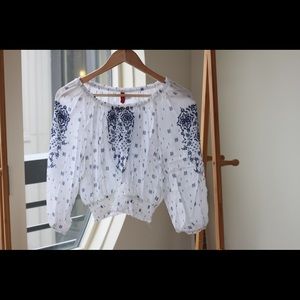 White and Blue H&M Blouse Size 8